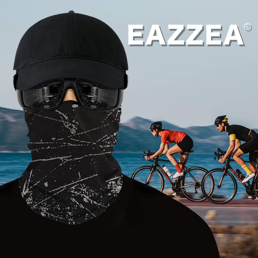 6-Pack Balaclava Face Mask for Men & Women - UV Protection Neck Gaiter, Multi-Use Cycling Mask & Breathable Headband - color: Black