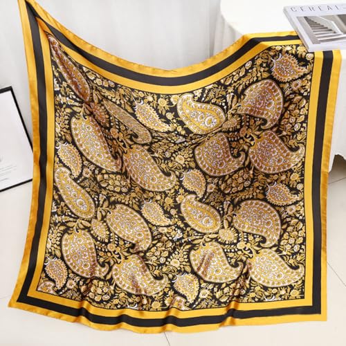 XL 43 Inch Extra Large Square Scarf Fashion Scarves Silk Feeling Hair Scarf Wrapping Scarfs Night Sleeping Headscarf - color: Ba1033