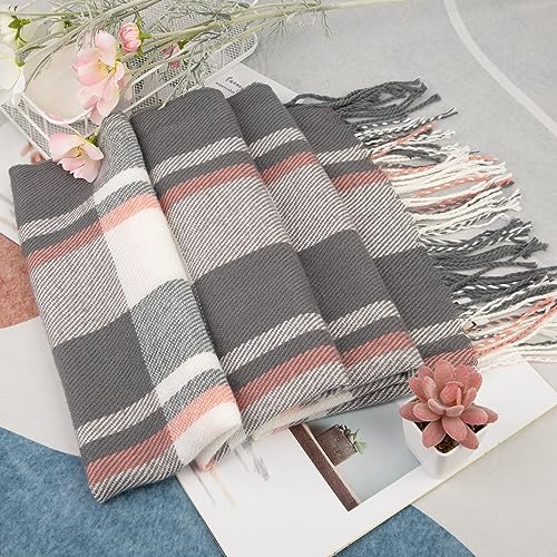 Loritta Womens Scarf Fashion Long Plaid Shawls Wraps Big Grid Winter Warm Lattice Large Scarves Gifts - color: S-light Gray Beige Lattice