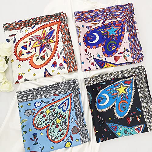 Julunar Silk Like Head Scarf for Women - Satin Large Hair Scarves - 35" Square Silk Hair Wrap for Sleeping with Gift Packed - color: B003-2 Birds White