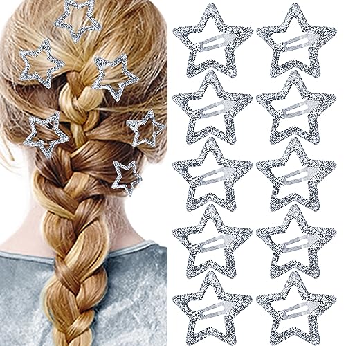 Hair Clip Set, 10Pcs Glitter Star Hair Accessories Y2K Hair Barrettes Non-slip Hollow for Kids Girls Women, Cute Small Hair Clips for Everyday Fashion and Party - color: Style8