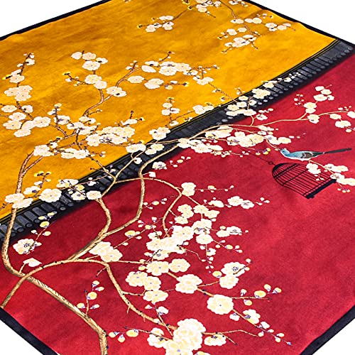 Stlvoll 100% Silk Head Scarf for Women - 27" Hair Scarves Satin Bandanas Square for Night Sleeping with Gift Packed - color: Red/Yellow/Flower
