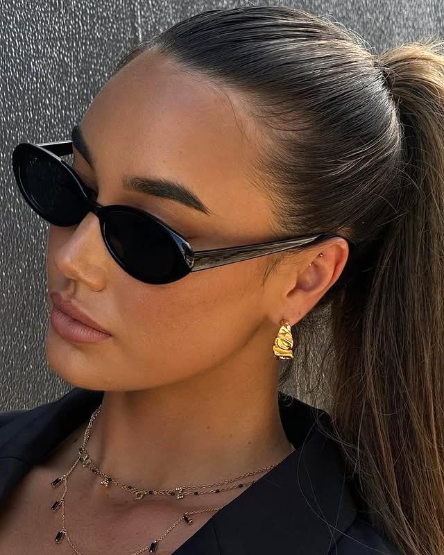 90s Sunglasses for Women Men Retro Small Oval Sunglasses - color: Black/Grey+brown/Brown