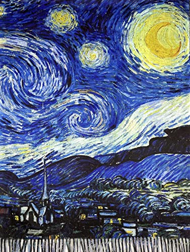 VENVSBEE Reversible Scarf Soft Large Shawl Wrap Blanket Double Sided Art Print Warm Pashmina Stoles Klimt Van Gogh Gifts - color: Art 02