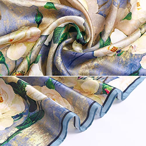 STARWHISPER 100% Pure Mulberry Silk Square Scarf-27''x27 Lightweight Hair Scarves Headscarf Night Sleeping with Gift Packed - color: Camellia