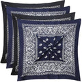Mochabao 100% Cotton 27" x 27" Large Bandanas for Men & Women, Multi-Purpose Bandana Headbands, Square Head Scarf - color: Black/Navy Blue