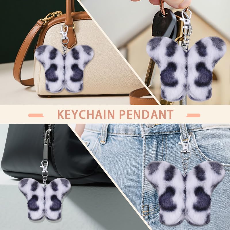 Leopard Faux Fur Keychain for Purse Charms for Handbags Leopard Plush Key Chain for Car Keys - color: Color 11