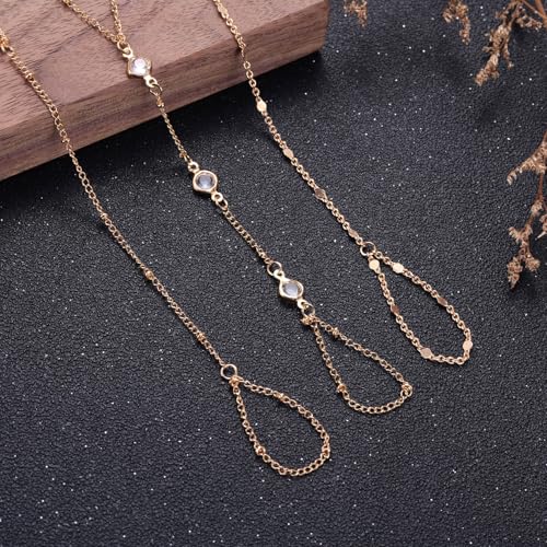 3 Pack Gold Hand Chain Bracelet Set for Women – Dainty Layered Finger Ring Bracelets, Boho Wrist Accessory for Wedding Prom Beach Party, Elegant Hand Jewelry Gift for Bridesmaids Daughter