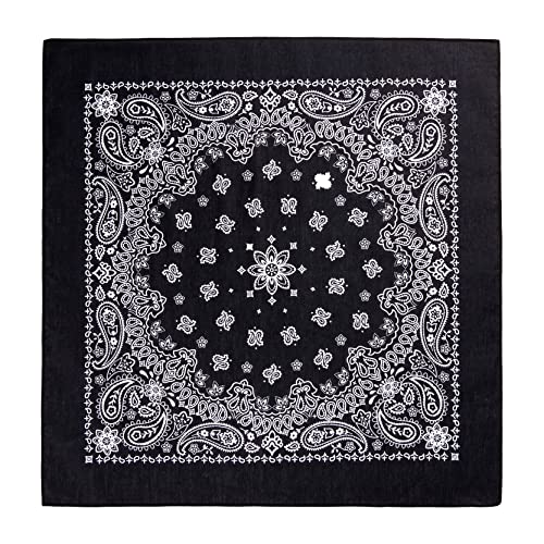 Classic Paisley Bandanas - 3 Pack Gift Set, 100% Cotton, 22x22 Inches - color: Black