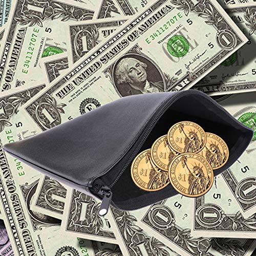 12 Pieces Bank Bag Money Pouch Security Bank Deposit Bag with Zipper for Cash Money, Check Wallet, Cosmetics, Tools 11x6 inch (Black +Blue) (Black) - color: Black