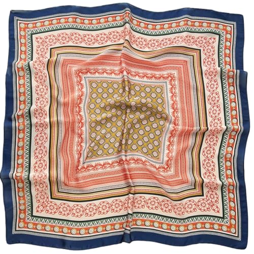 MINIDORA Satin Scarves for Women 27.5 × 27.5 inches Medium Square Elegant Silk Feeling Head Scarf - color: C0033-navy Blue