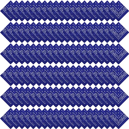 Handepo 150 Pcs Bandanas Bulk, Colorful Paisley Bandanas Unisex Head Wrap Scarf Cowboy Headband Handkerchief - color: Blue
