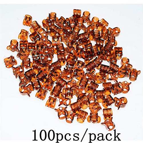 100pc/pack 1cm Hair Claws Clip for Women Girls Plastic Mini Hairpin Hair Clip Clamp Hair Accessories Gifts (100pcs brown) - color: 100pcs-brown