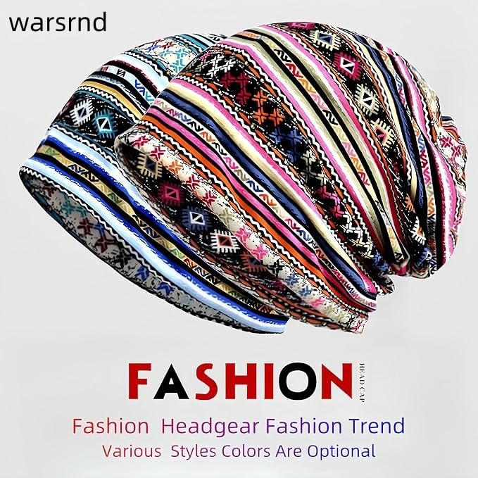 Women's Slouchy Beanie Hat Chemo Caps Cancer Headwear Hats Turban Baggy Sleeping Cap Boho Hats - color: 4pcs Multicolor a