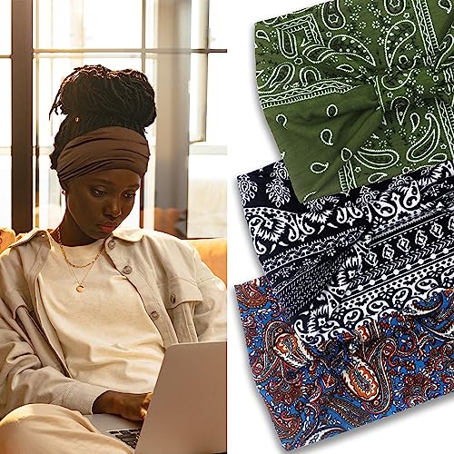 IVARYSS Wide Headbands for Women, Knotted Head Wraps Turbans, Large African Style Head Bands Hair Accessories, 6 Pack (Floral) - color: Floral
