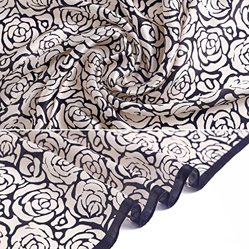 STARWHISPER 100% Pure Mulberry Silk Square Scarf-27''x27 Lightweight Hair Scarves Headscarf Night Sleeping with Gift Packed - color: Rose World