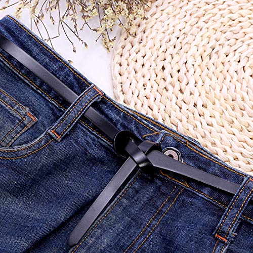 shengweiao Women's Adjustable Leather Belts Fashion Skinny Waist Strap - color: Black, size: Small