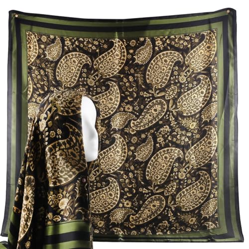 XL 43 Inch Extra Large Square Scarf Fashion Scarves Silk Feeling Hair Scarf Wrapping Scarfs Night Sleeping Headscarf - color: Ba1015