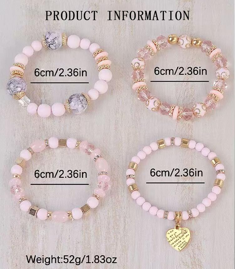 Bohemian Stackable Multi Layer Beaded Bracelets for Women Colorful Stacks Stretch Beads Heart Charm Elastic Bracelet Set Summer Beach Jewelry Gifts