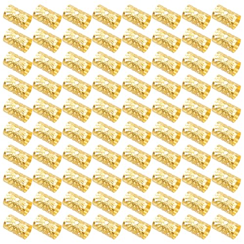 80 PCS Gold Dreadlock Beads Hair Jewelry Braids Accessories for Goddess Locs Crochet Passion Twist Hair Rings Soft Metal Adjustable Braiding Cuffs (80Pcs, Gold) - color: Gold, size: 1 Count (Pack of 80)
