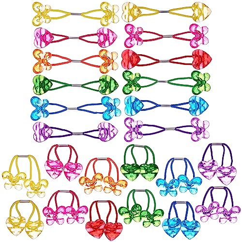 Expressions 24pc Heart & Butterfly Ponytailers, Assorted Multicolored Bead Hair Ties and Holders for Toddlers and Kids | Hair Elastics, Bright Multicolored Twin Hair Beads Bauble Hair Ties Ponytail Holders, Toddler Kids. Pack - color: Butterfly