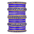 Aheli Ethnic Colorful Metal Bangles Chudha Set Stone Studded Bangle Set Indian Wedding Wear Fashion Jewelry Gift for Women Blue - color: Blue