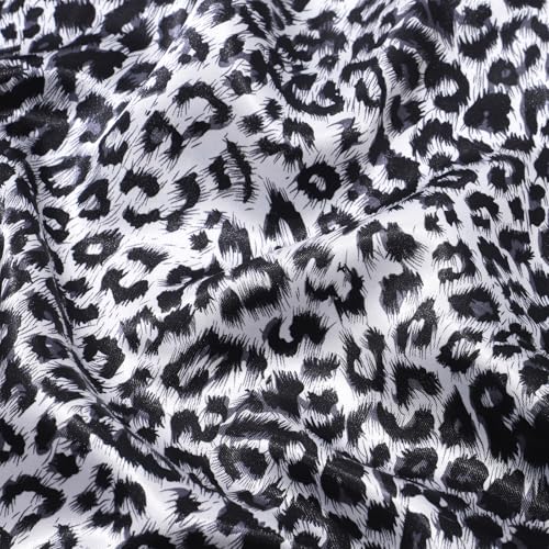 AWAYTR Satin Silk Scarf - Large Hair Bandana, Sleeping Wrap for Women - color: Leopard Print (Black&white)