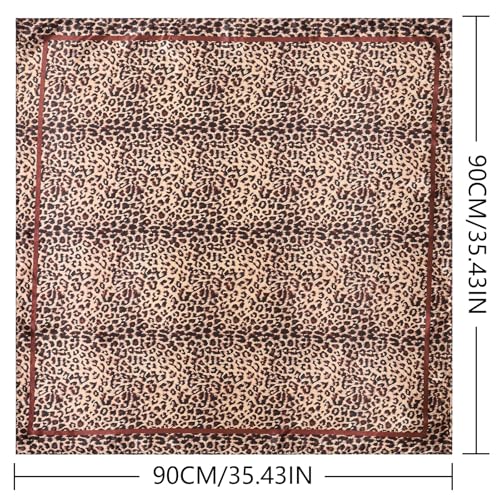 AWAYTR Satin Silk Scarf - Large Hair Bandana, Sleeping Wrap for Women - color: Leopard Print (Coffee)