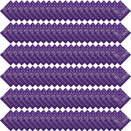 Handepo 150 Pcs Bandanas Bulk, Colorful Paisley Bandanas Unisex Head Wrap Scarf Cowboy Headband Handkerchief - color: Purple