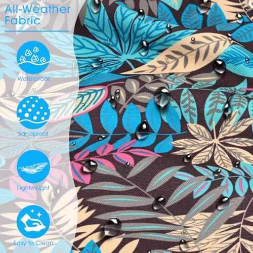 Becokan Beach Bags for Women Canvas Large Beach Tote Bag Zipper Waterproof Sandproof Foldable Swim Pool Bag with 7 Pockets - color: Leaves