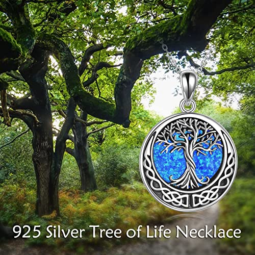 ONEFINITY Tree of Life Necklace 925 Sterling Silver Abalone Shell Celtic Knot Pendant Necklace for Women Jewelry - style: Opal tree of life