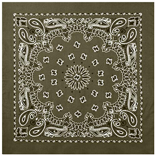 Rothco Trainmen Paisley Bandana - Standard - 22" X 22" - color: Olive Drab