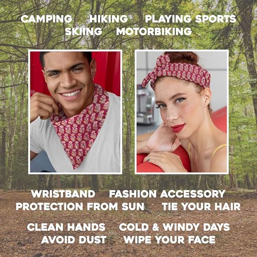 AVKA Studio 100% Cotton Bandanas for Women & Men, 2 Pack 20x20 Inch, 22x22 inch Hand Printed, Lightweight Cotton Handkerchief - color: Burgundy, size: 22 x 22 Inches Large