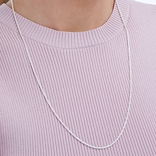Amazon Essentials Sterling Silver Diamond Cut Rope Chain Necklace - color: Silver, size: 24"