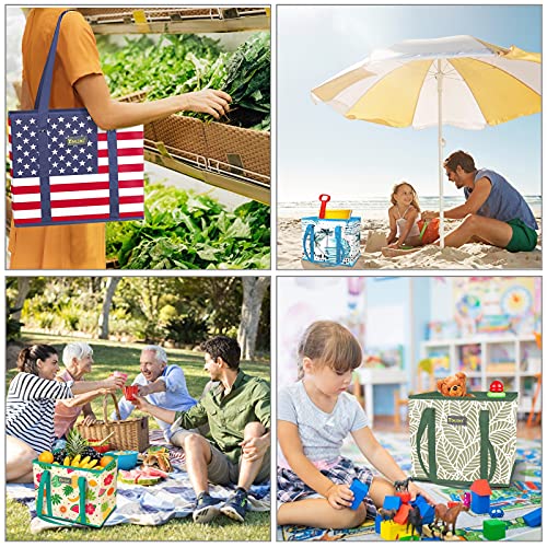 BALEINE 3Pk Reusable Grocery Bags, Foldable Shopping Bags for Groceries with Reinforced Bottom & Handles (Hawaiian Brunch) - color: Hawaiian Brunch, size: 3 Pack