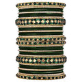 Aheli Ethnic Colorful Metal Bangles Chudha Set Stone Studded Bangle Set Indian Wedding Wear Fashion Jewelry Gift for Women Blue - color: Green