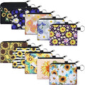 Boao 10 Pieces Small Coin Purse for Women Adults, Change Purse Pouch Mini Wallet Coin Bag with Zipper (Sunflower Series) - style: Sunflower Series