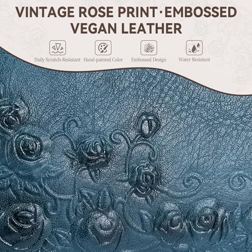 MEITRUE Wristlet Wallet Small Crossbody Bags for Women Clutch Purse Leather Phone Purse with Adjustable & Detachable Strap - color: A6-peacock Blue-179