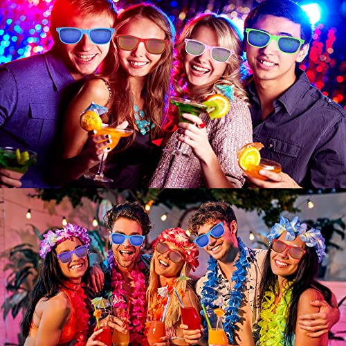 Eyegla Sunglasses Bulk Party Sunglasses Pack 80s Shades Eyewear Set for Men Women 8/10/20/30Pack - color: Neon Frame+mix Mirror Lens 10 Pack