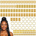 120pcs Gold Hair Jewelry Accessories Gold Hair Cuffs Charms Rings for Braids Adjustable Loc Jewelry Dreadlocks Braid Clips Decorations for Black Women Men Festival Pirate