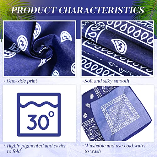 Handepo 150 Pcs Bandanas Bulk, Colorful Paisley Bandanas Unisex Head Wrap Scarf Cowboy Headband Handkerchief - color: Red, Blue, Black