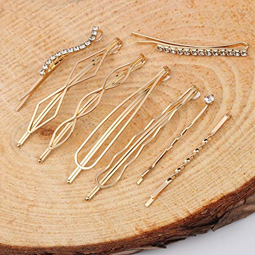 20 Pieces Elegant Hair Barrettes Bridal Golden Metal Hair Clip | Artificial Pearl Hair Pins, Clear Rhinestone Bobby Pin, Weddings Hair Accessories