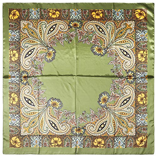 vabovin Satin Head Scarf for Women Silk Like Hair Scarf, 35 x 35 in | Silk Feel Fabric, Hair Wrap for Sleeping, Headscarf and Neck Scarf, Square Bandana Style, Fashion Accessory - color: 040 Olive Green Cashew