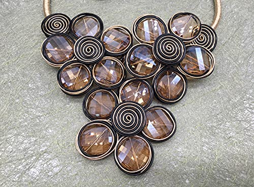 Statement Chunky Flower African Necklace For Women Tribal Fashion Costume Jewelry Earring Sets Unique Big Colorful Rhinestone Crystal Pendent Collar Choker Bib Handmade - color: three flowers amber color