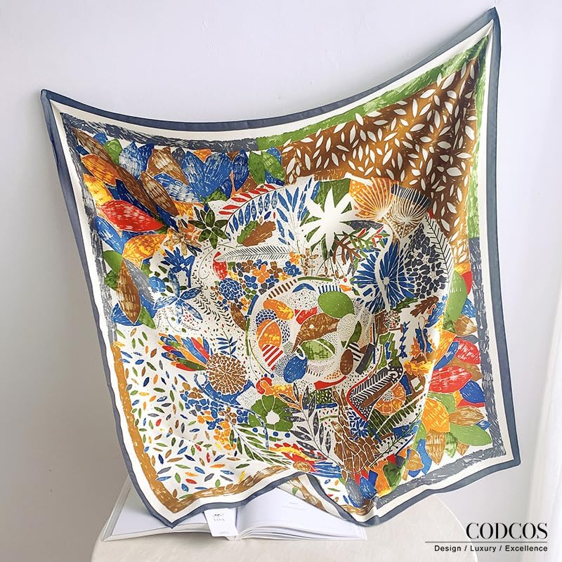 Women's Square Silk Like Head Scarf Large 35 inch Silk Feeling Hair Wrapping Satin Scarves for Sleeping Bandanas - color: A008-3 Twill Green