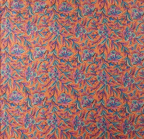 AVKA Studio 100% Cotton Bandanas for Women & Men, 2 Pack 20x20 Inch, 22x22 inch Hand Printed, Lightweight Cotton Handkerchief - color: Orange, size: 20 x 20 Inches