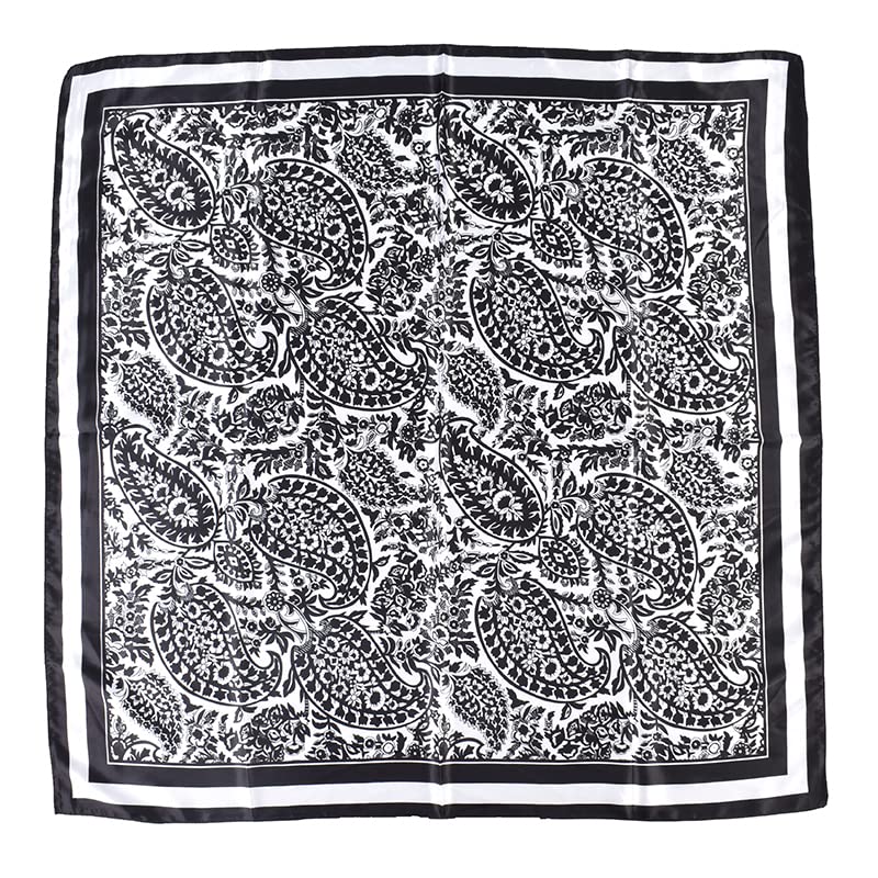 4Pcs Silk Head Scarves for Women Satin Hair Scarf 35”Large Square Bandana Silk Like Neck Scarf Shawl - color: Blue/Coffee/Beige/Black