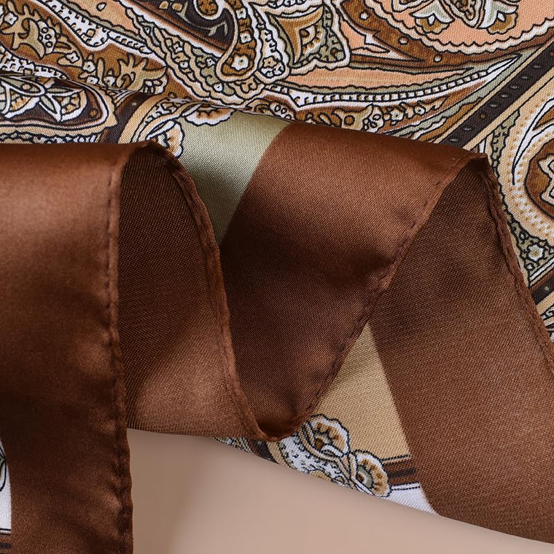 QBSM Womens 23.6 inch Satin Silk Feeling Formal Square Neck Scarf Head Hair Wraps Kerchief - color: Bohemian Paisley