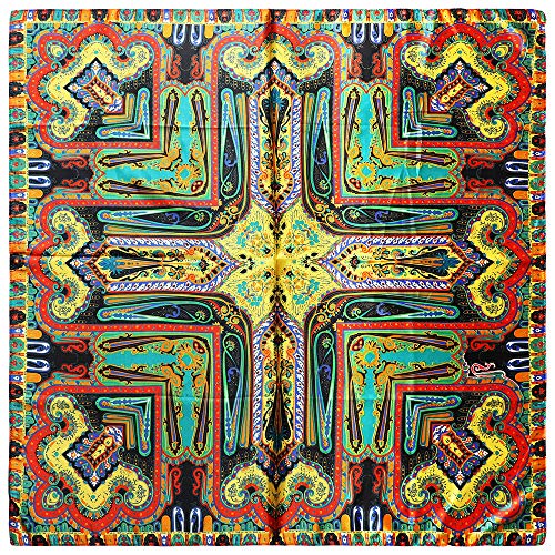 vabovin Satin Head Scarf for Women Silk Like Hair Scarf, 35 x 35 in | Silk Feel Fabric, Hair Wrap for Sleeping, Headscarf and Neck Scarf, Square Bandana Style, Fashion Accessory - color: 007 Yellow Paisley