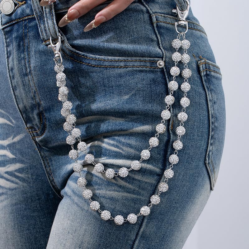 Pants Chain Wallet Chain Punk Chain Hip Hop Butterfly Lock Charm Jeans Chains Rock Chains for Women Men Hipster Women Fashion Trendy Waist Pants Chain Jewelry Clothing Accessories - color: D-White